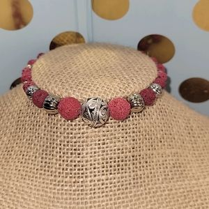 Crimson and Silver Aromatherapy Bracelet